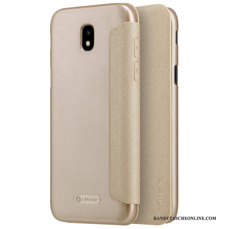 Hülle Samsung Galaxy J5 2017 Schutz Gold Leicht, Case Samsung Galaxy J5 2017 Lederhülle