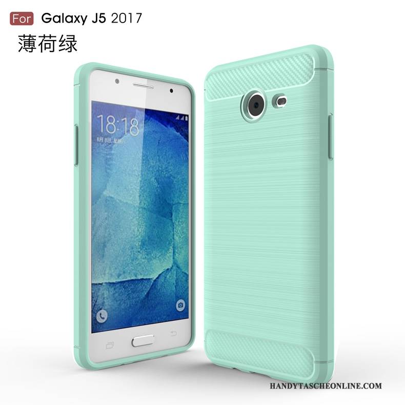 Hülle Samsung Galaxy J5 2017 Weiche Seide Faser, Case Samsung Galaxy J5 2017 Schutz Grün Muster