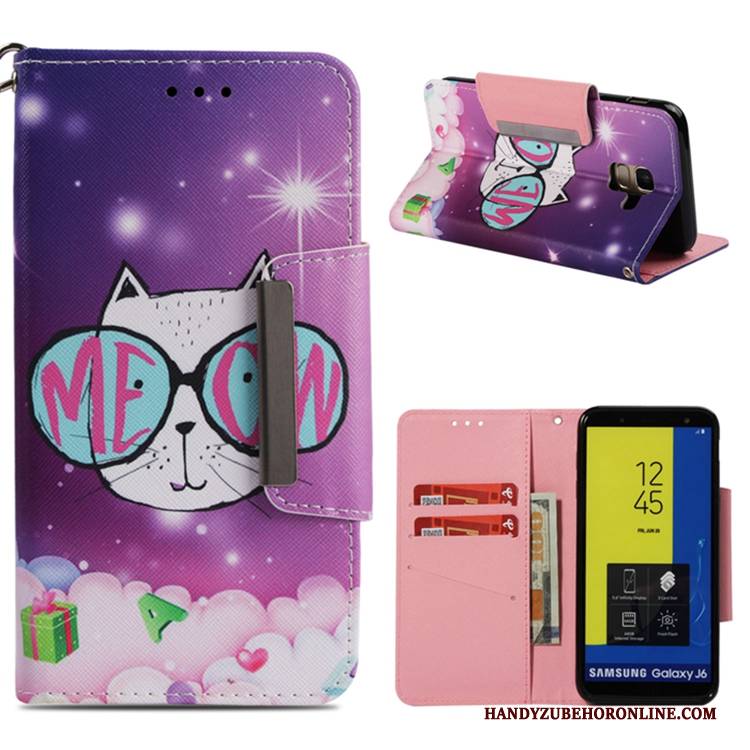 Hülle Samsung Galaxy J6 Folio Handyhüllen Anti-sturz, Case Samsung Galaxy J6 Weiche Lila