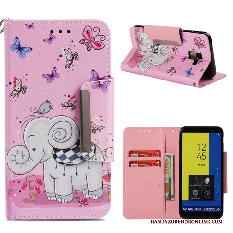 Hülle Samsung Galaxy J6 Folio Handyhüllen Anti-sturz, Case Samsung Galaxy J6 Weiche Lila