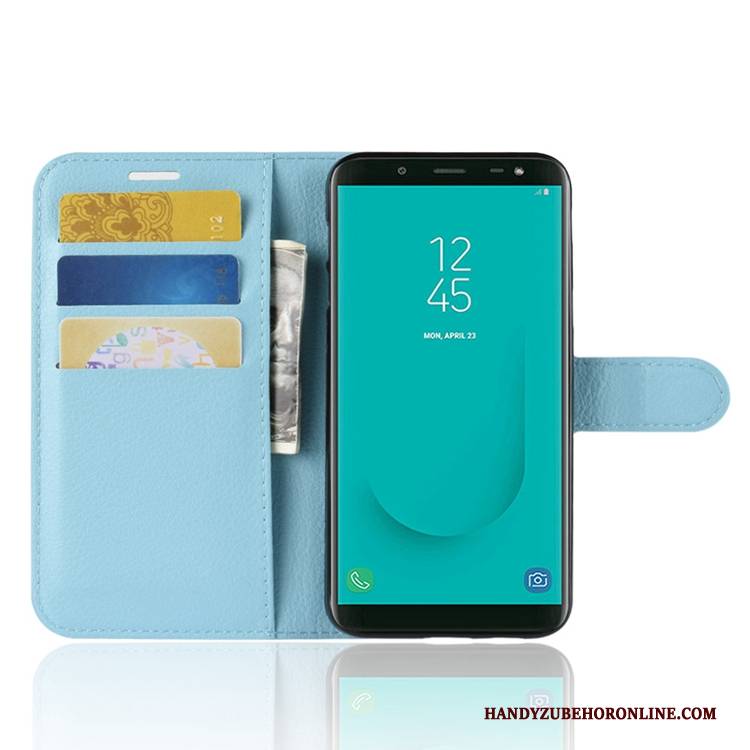 Hülle Samsung Galaxy J6 Geldbörse Karte Blau, Case Samsung Galaxy J6 Schutz Handyhüllen Anti-sturz