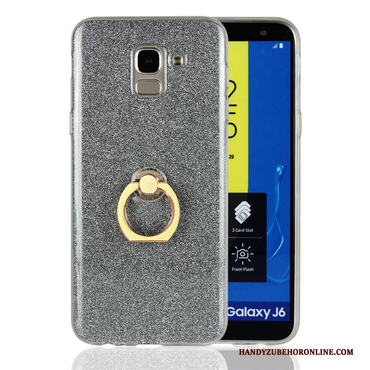 Hülle Samsung Galaxy J6 Weiche Weiß Pulver, Case Samsung Galaxy J6 Silikon Ring Anti-sturz