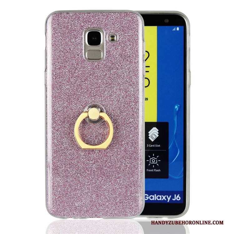 Hülle Samsung Galaxy J6 Weiche Weiß Pulver, Case Samsung Galaxy J6 Silikon Ring Anti-sturz