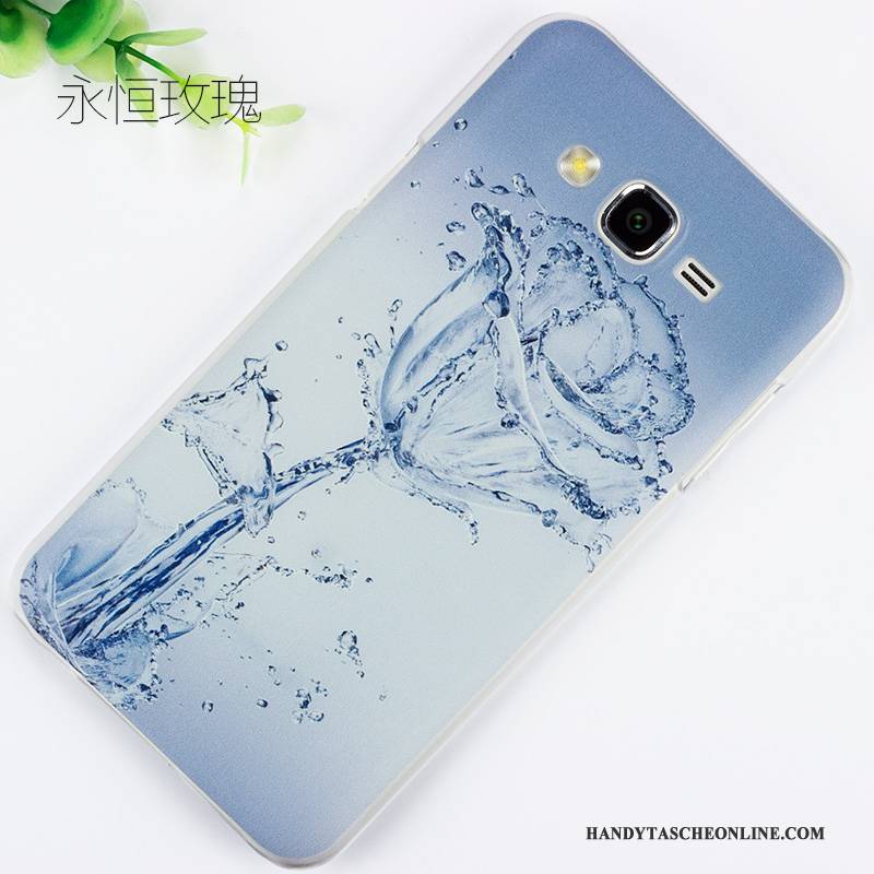 Hülle Samsung Galaxy J7 2015 Gemalt Handyhüllen Blau, Case Samsung Galaxy J7 2015 Schutz