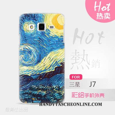 Hülle Samsung Galaxy J7 2015 Karikatur Handyhüllen Blau, Case Samsung Galaxy J7 2015 Schutz Schwer Schlank