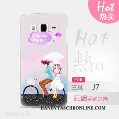 Hülle Samsung Galaxy J7 2015 Karikatur Handyhüllen Blau, Case Samsung Galaxy J7 2015 Schutz Schwer Schlank