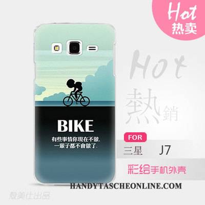 Hülle Samsung Galaxy J7 2015 Karikatur Handyhüllen Blau, Case Samsung Galaxy J7 2015 Schutz Schwer Schlank