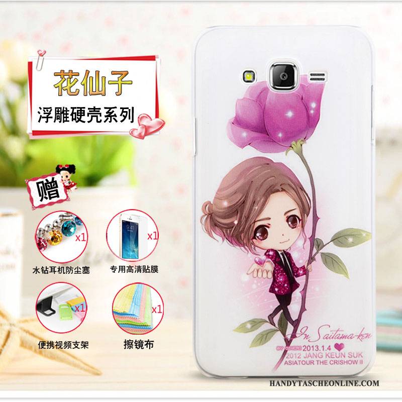 Hülle Samsung Galaxy J7 2015 Karikatur Lila Handyhüllen, Case Samsung Galaxy J7 2015 Schutz Dünne