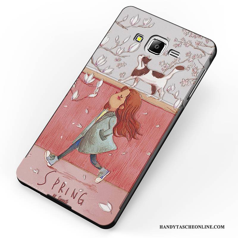 Hülle Samsung Galaxy J7 2015 Luxus Rot Anti-sturz, Case Samsung Galaxy J7 2015 Karikatur Nubuck Handyhüllen