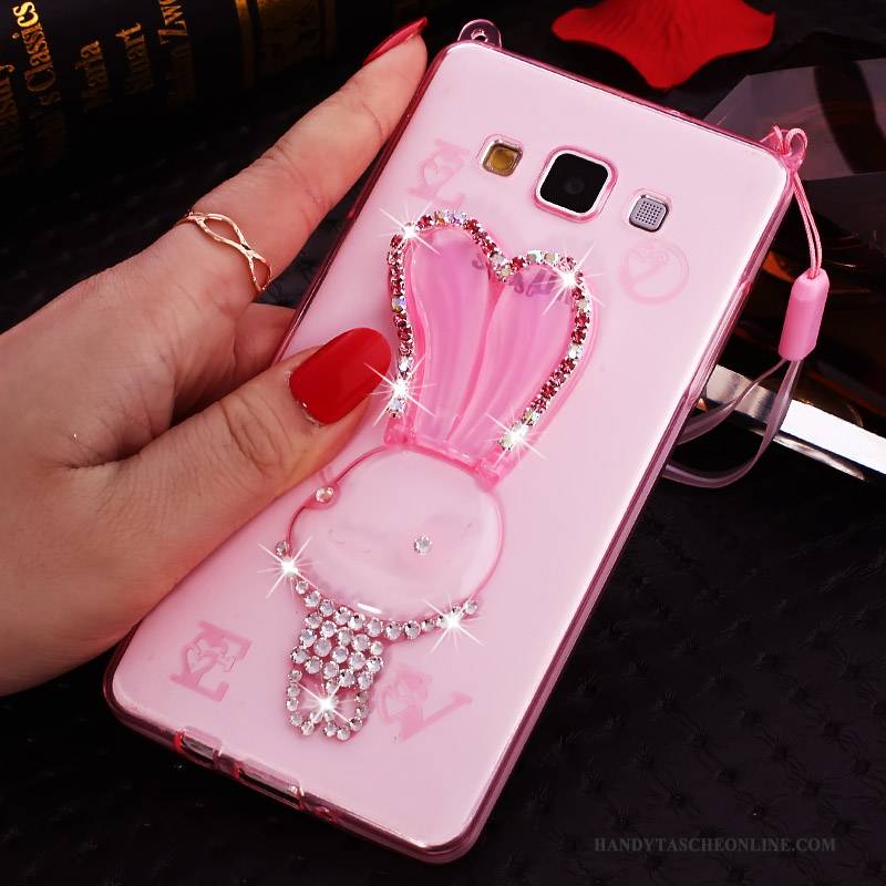 Hülle Samsung Galaxy J7 2015 Strass Hängende Verzierungen Lila, Case Samsung Galaxy J7 2015 Schutz Transparent