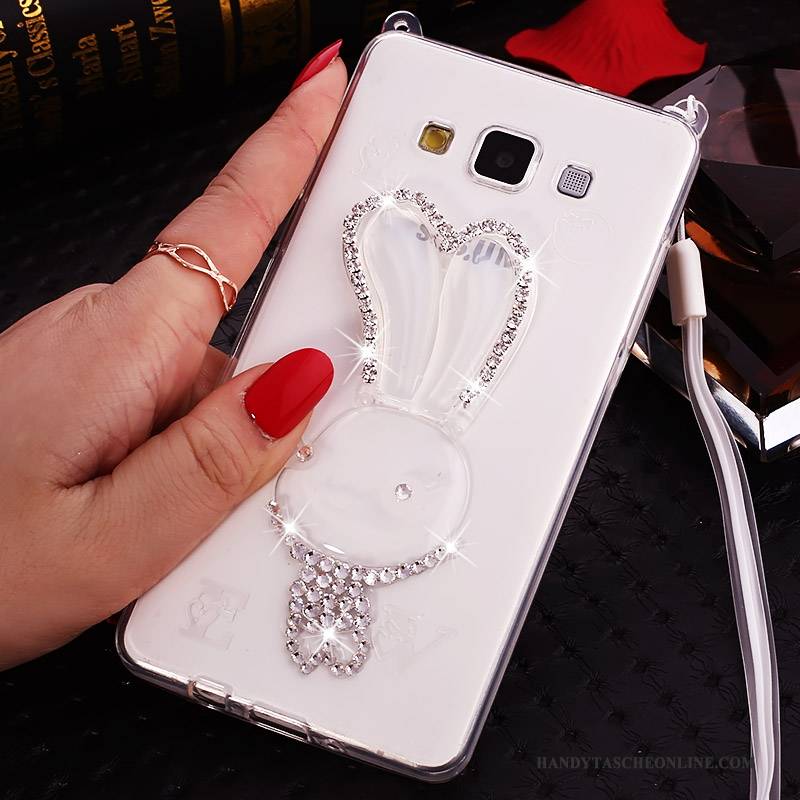 Hülle Samsung Galaxy J7 2015 Strass Hängende Verzierungen Lila, Case Samsung Galaxy J7 2015 Schutz Transparent