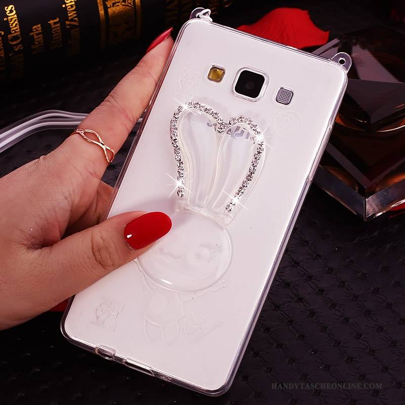 Hülle Samsung Galaxy J7 2015 Strass Hängende Verzierungen Lila, Case Samsung Galaxy J7 2015 Schutz Transparent