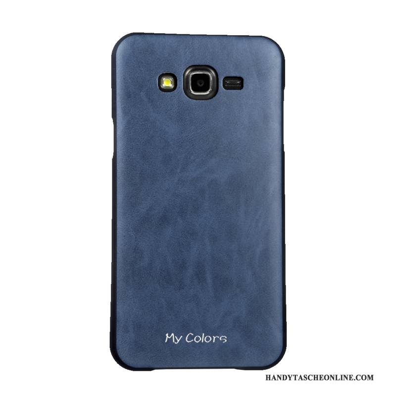 Hülle Samsung Galaxy J7 2015 Weiche Blau Handyhüllen, Case Samsung Galaxy J7 2015 Lederhülle Business