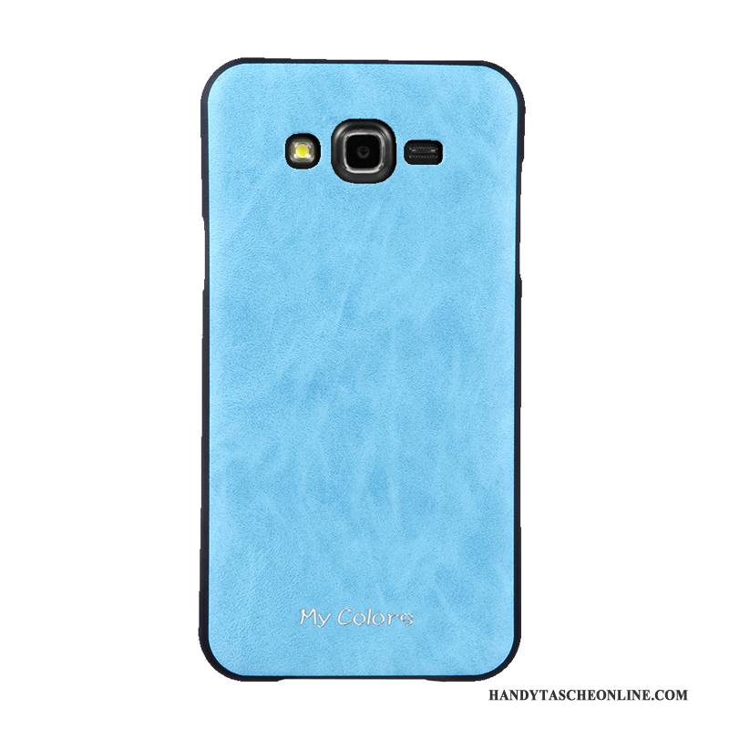 Hülle Samsung Galaxy J7 2015 Weiche Blau Handyhüllen, Case Samsung Galaxy J7 2015 Lederhülle Business