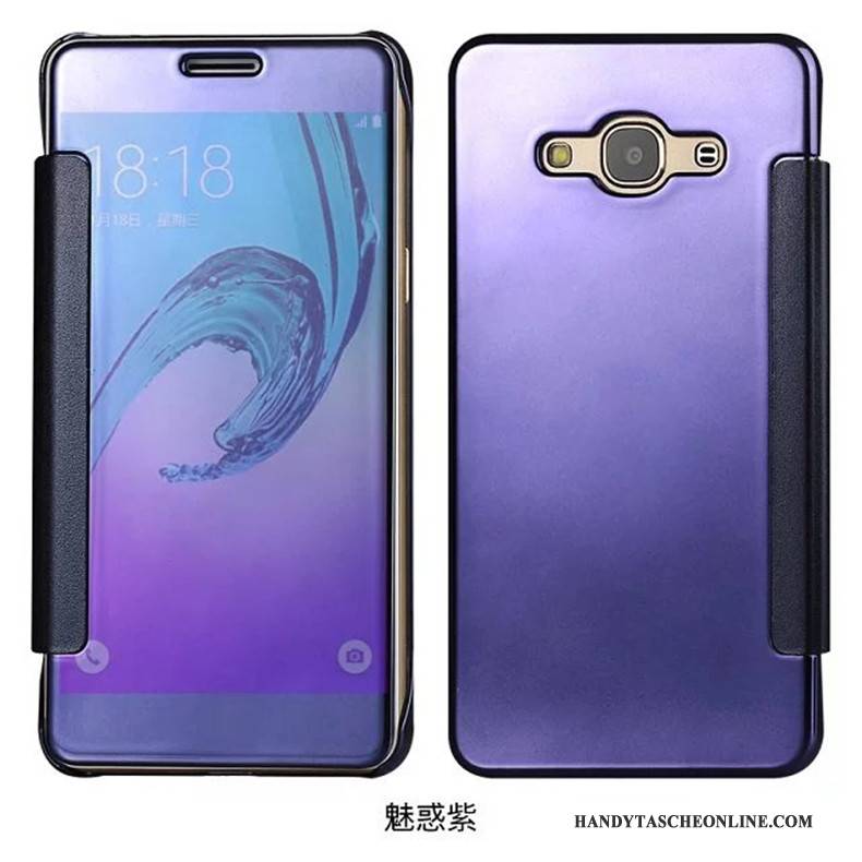Hülle Samsung Galaxy J7 2016 Schutz Spiegel Anti-sturz, Case Samsung Galaxy J7 2016 Folio Handyhüllen Blau