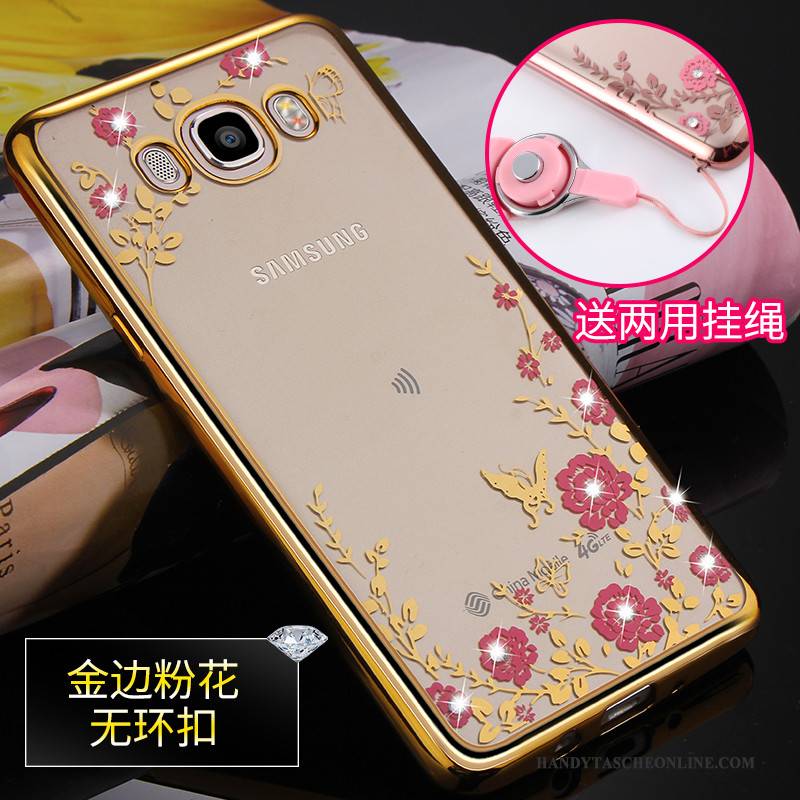 Hülle Samsung Galaxy J7 2016 Silikon Handyhüllen Gold, Case Samsung Galaxy J7 2016 Schutz Hängende Verzierungen Anti-sturz