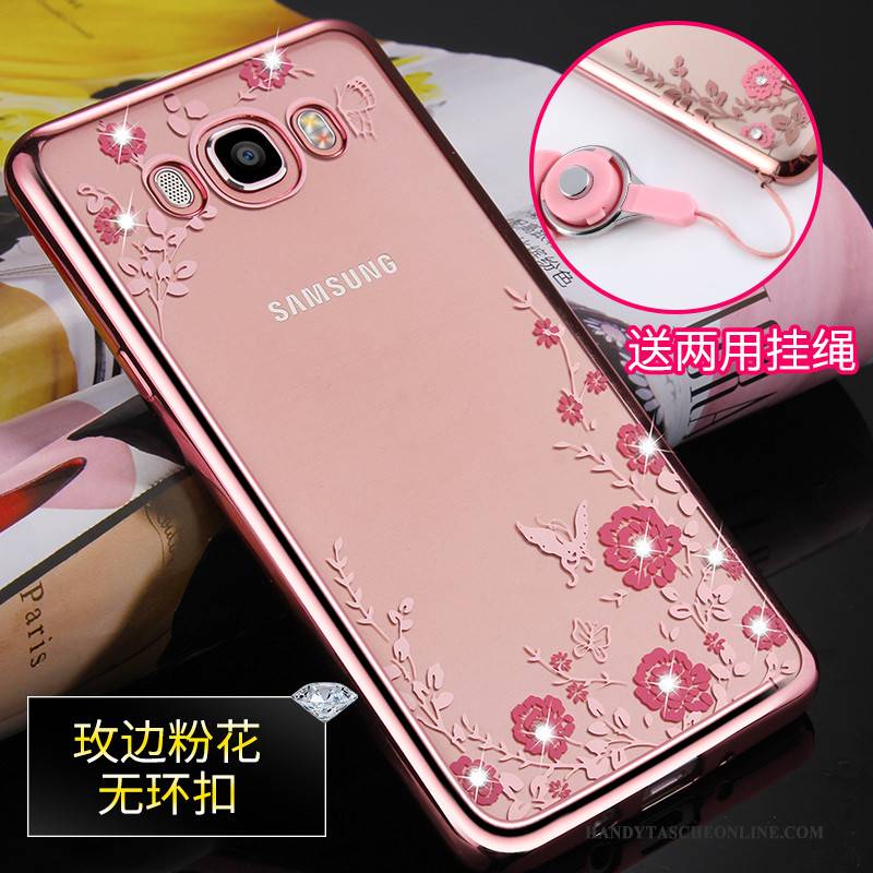 Hülle Samsung Galaxy J7 2016 Silikon Handyhüllen Gold, Case Samsung Galaxy J7 2016 Schutz Hängende Verzierungen Anti-sturz