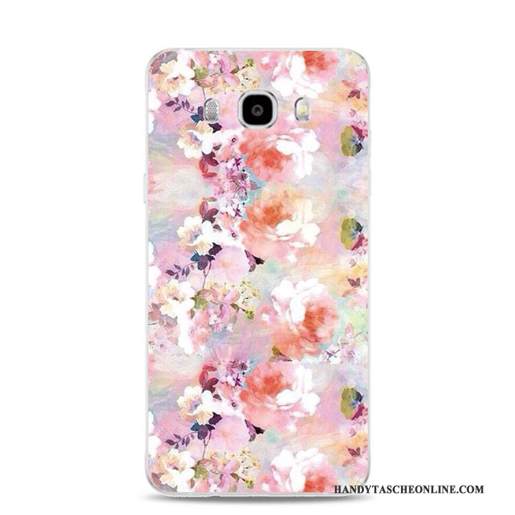 Hülle Samsung Galaxy J7 2017 Halterung Blumen Handyhüllen, Case Samsung Galaxy J7 2017 Weiche Rot