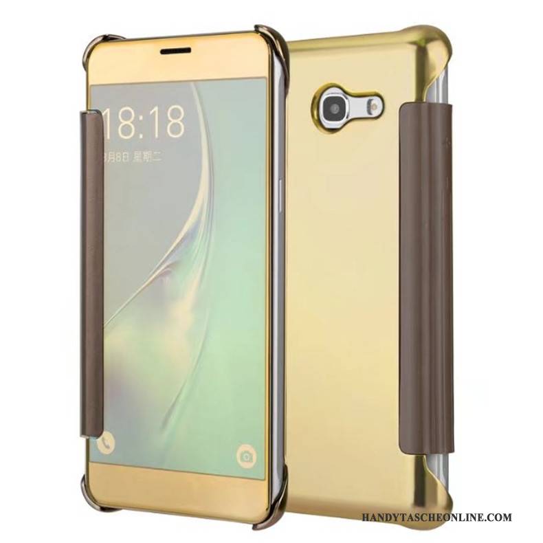 Hülle Samsung Galaxy J7 2017 Schutz Gold Anti-sturz, Case Samsung Galaxy J7 2017 Folio Spiegel Handyhüllen