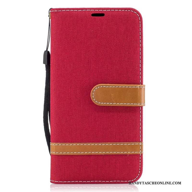 Hülle Samsung Galaxy J7 2017 Taschen Denim Rot, Case Samsung Galaxy J7 2017 Schutz