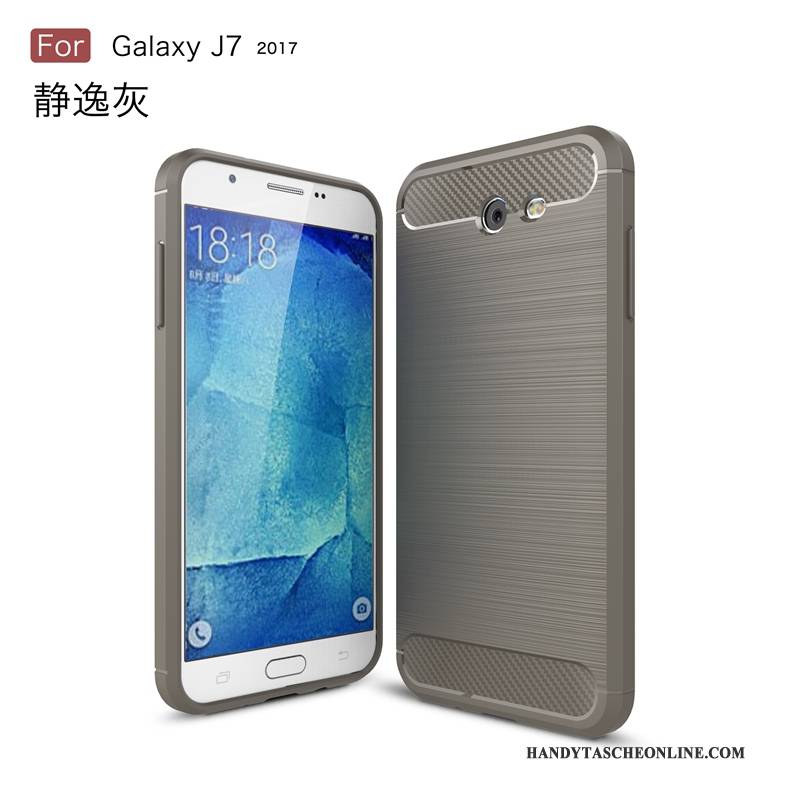 Hülle Samsung Galaxy J7 2017 Weiche Faser Handyhüllen, Case Samsung Galaxy J7 2017 Schutz Schwarz Anti-sturz