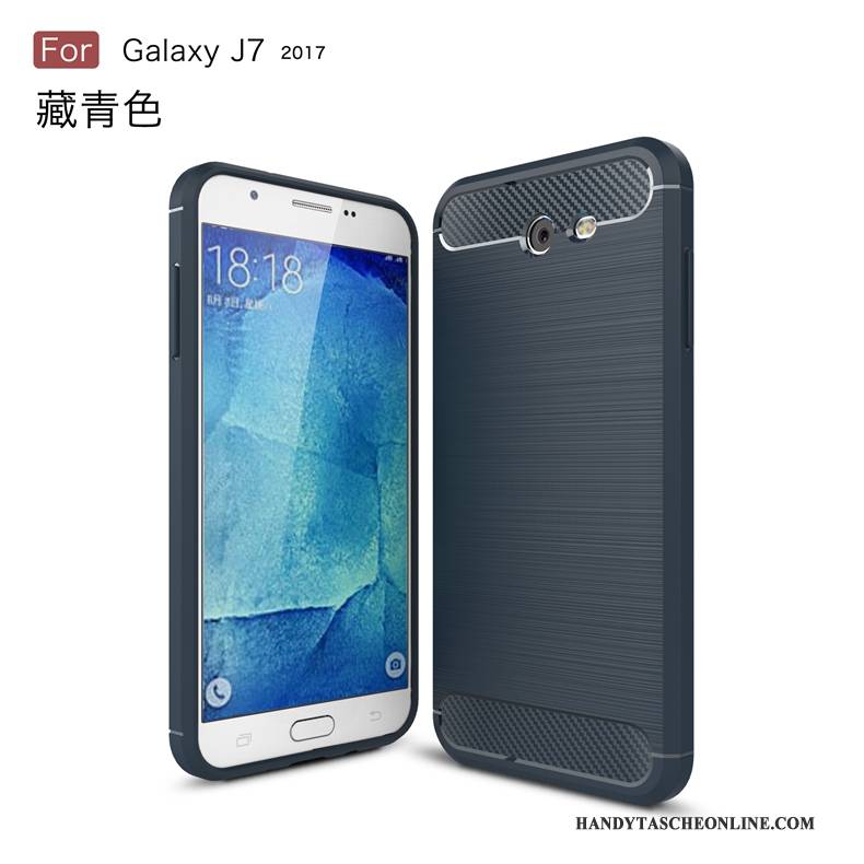 Hülle Samsung Galaxy J7 2017 Weiche Faser Handyhüllen, Case Samsung Galaxy J7 2017 Schutz Schwarz Anti-sturz