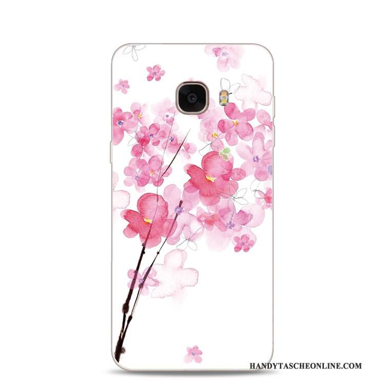 Hülle Samsung Galaxy J7 2017 Weiche Handyhüllen Rosa, Case Samsung Galaxy J7 2017 Prägung Pfirsichblüten