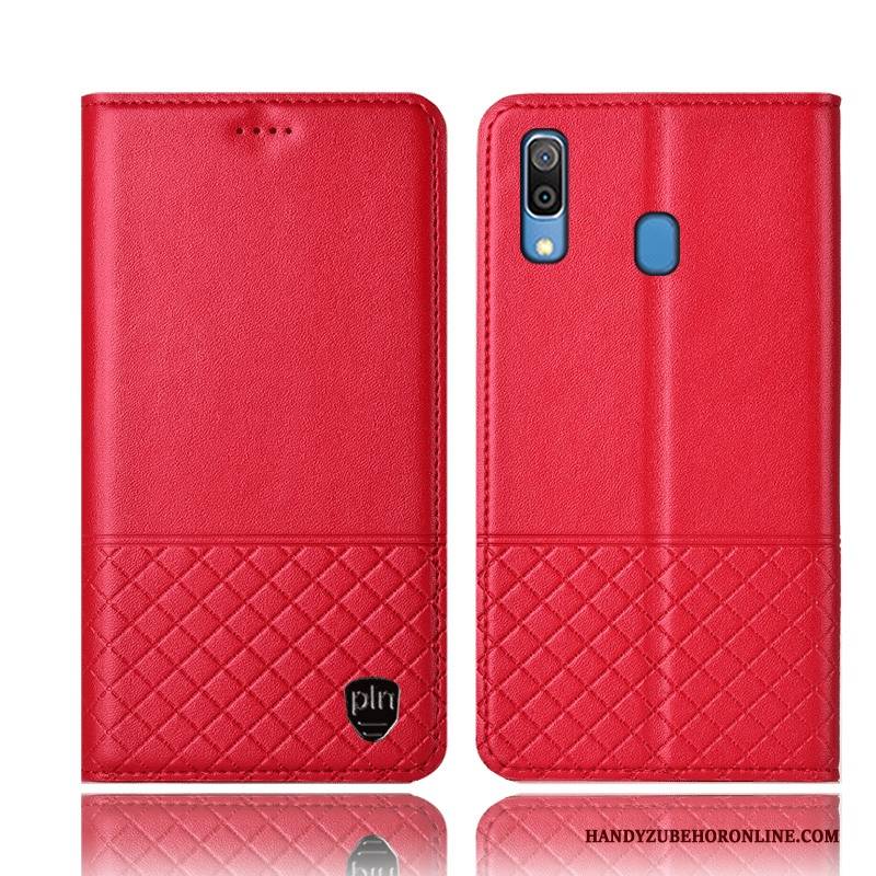 Hülle Samsung Galaxy M20 Folio Handyhüllen Gelb, Case Samsung Galaxy M20 Lederhülle Anti-sturz Kariert