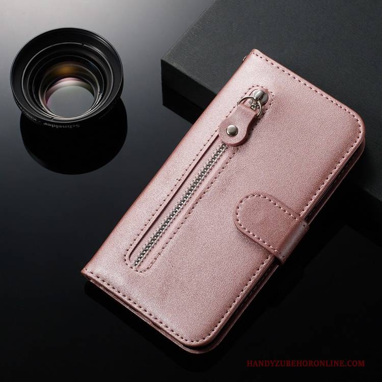 Hülle Samsung Galaxy M20 Folio Kuh Reißverschluss, Case Samsung Galaxy M20 Schutz Mini Rosegold