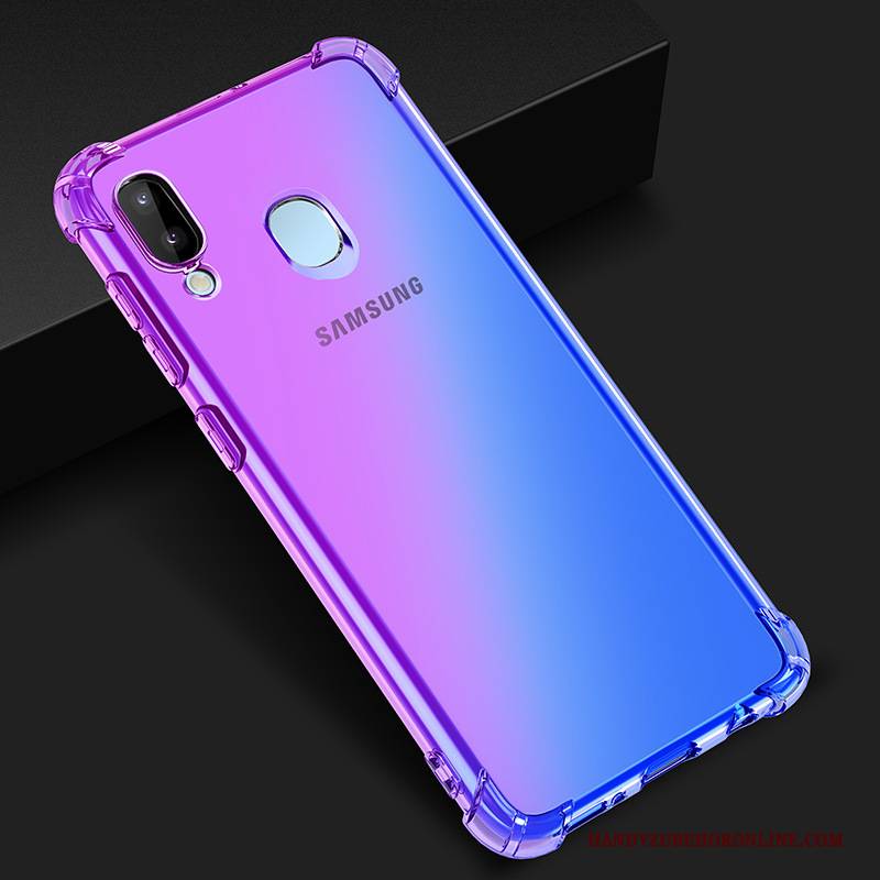 Hülle Samsung Galaxy M20 Handyhüllen Blau, Case Samsung Galaxy M20 Farbverlauf Lila