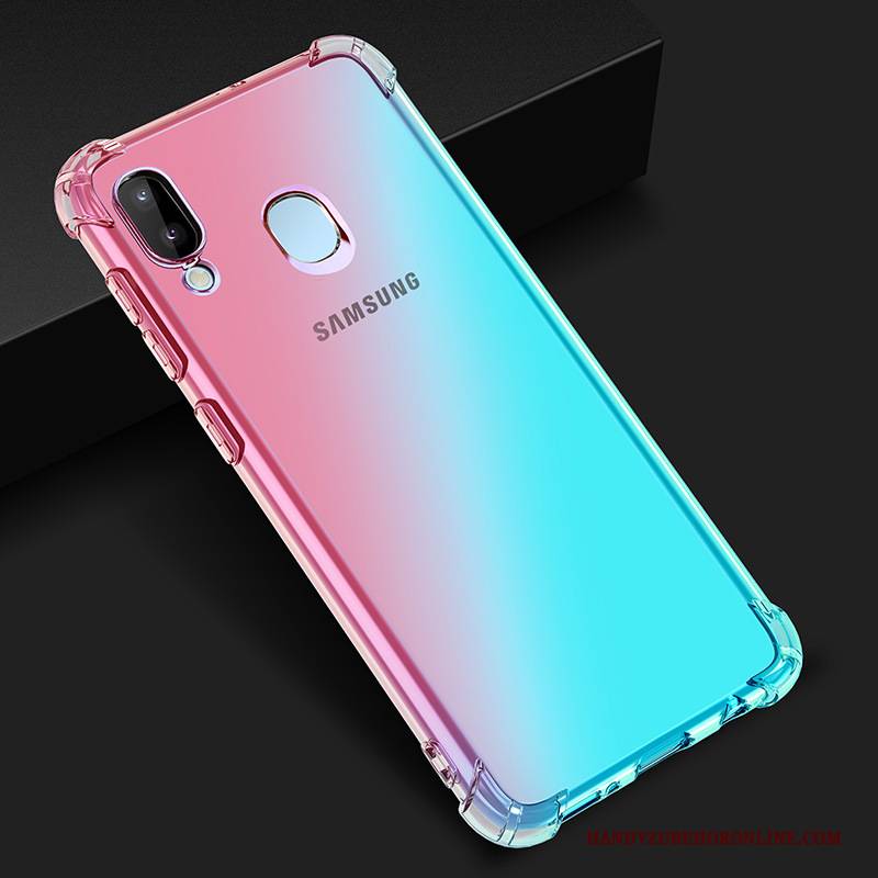 Hülle Samsung Galaxy M20 Handyhüllen Blau, Case Samsung Galaxy M20 Farbverlauf Lila