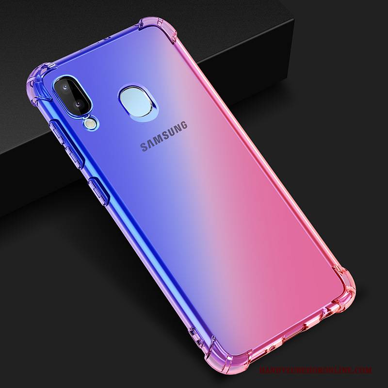 Hülle Samsung Galaxy M20 Handyhüllen Blau, Case Samsung Galaxy M20 Farbverlauf Lila