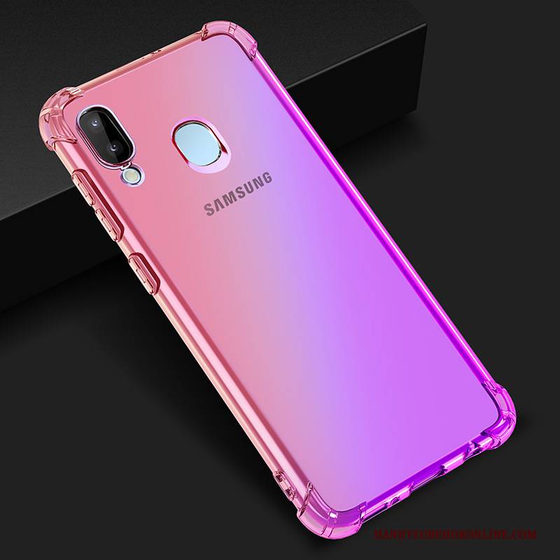 Hülle Samsung Galaxy M20 Handyhüllen Blau, Case Samsung Galaxy M20 Farbverlauf Lila