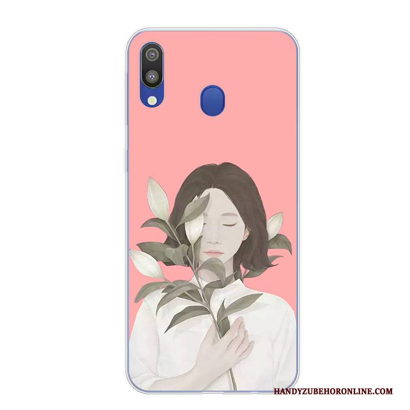 Hülle Samsung Galaxy M20 Karikatur Anti-sturz Handyhüllen, Case Samsung Galaxy M20 Retro Rosa Kunst