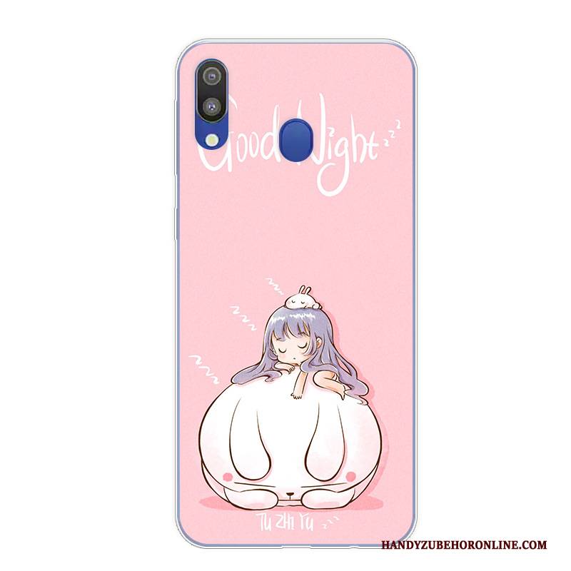 Hülle Samsung Galaxy M20 Karikatur Anti-sturz Handyhüllen, Case Samsung Galaxy M20 Retro Rosa Kunst