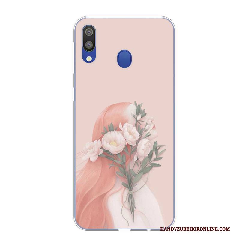 Hülle Samsung Galaxy M20 Karikatur Anti-sturz Handyhüllen, Case Samsung Galaxy M20 Retro Rosa Kunst