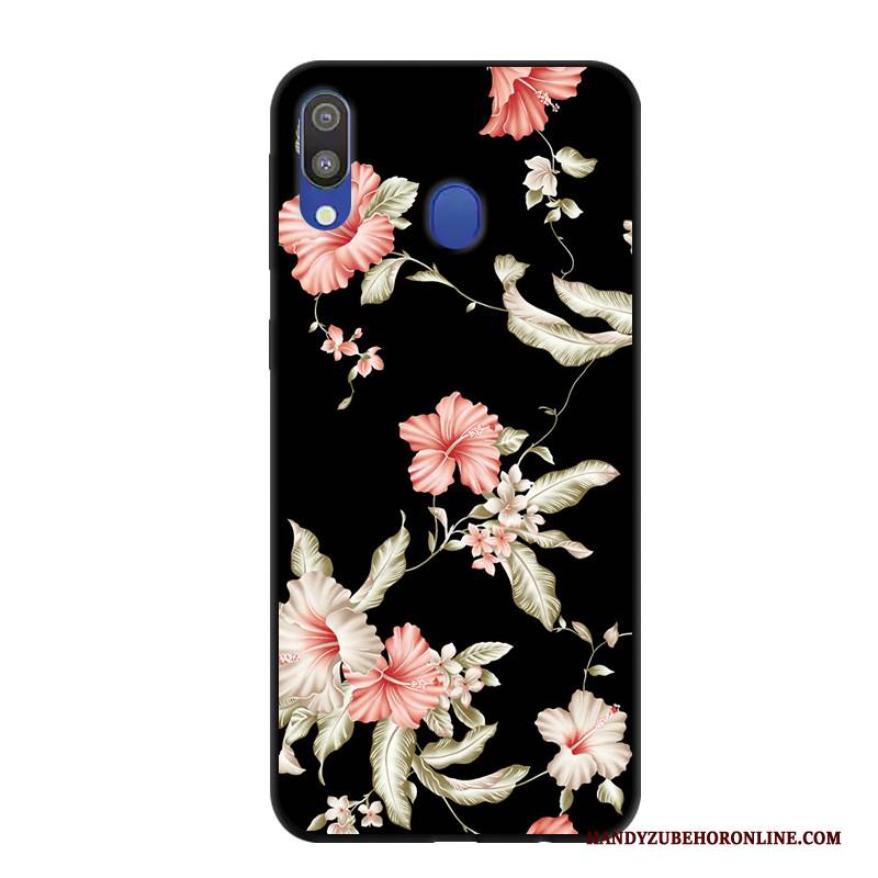 Hülle Samsung Galaxy M20 Karikatur Rosa Handyhüllen, Case Samsung Galaxy M20 Schutz Nubuck Anti-sturz