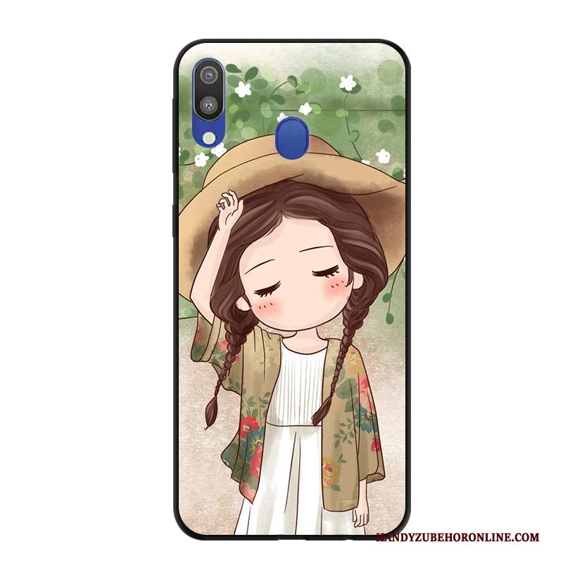 Hülle Samsung Galaxy M20 Karikatur Rosa Handyhüllen, Case Samsung Galaxy M20 Schutz Nubuck Anti-sturz