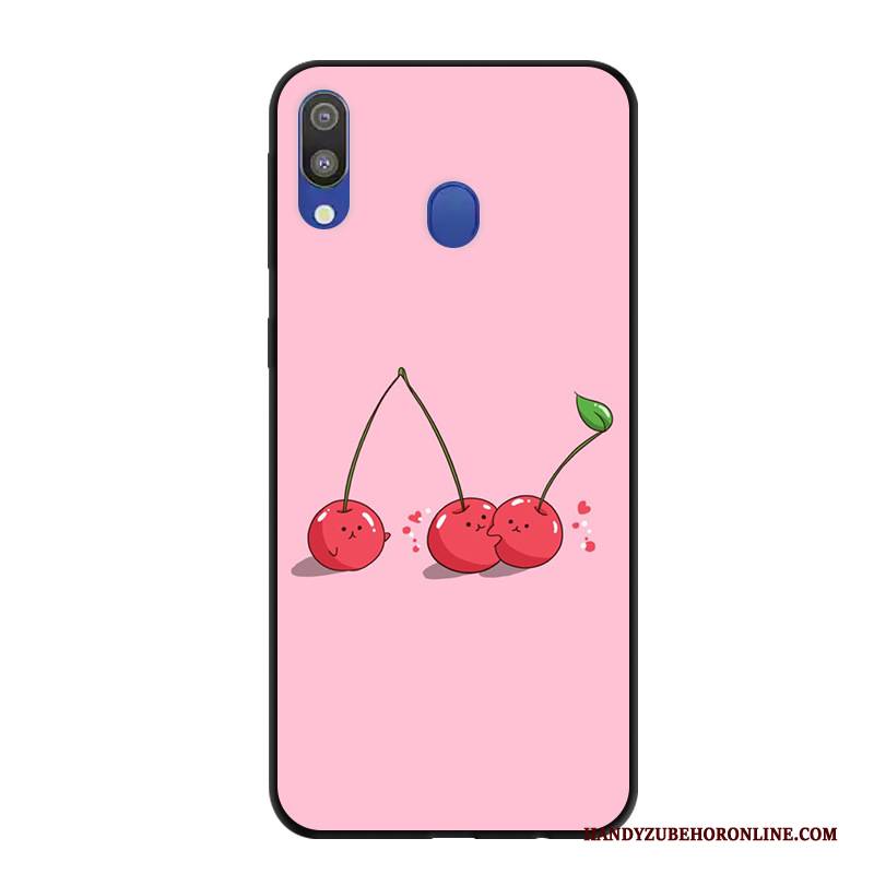 Hülle Samsung Galaxy M20 Karikatur Rosa Handyhüllen, Case Samsung Galaxy M20 Schutz Nubuck Anti-sturz