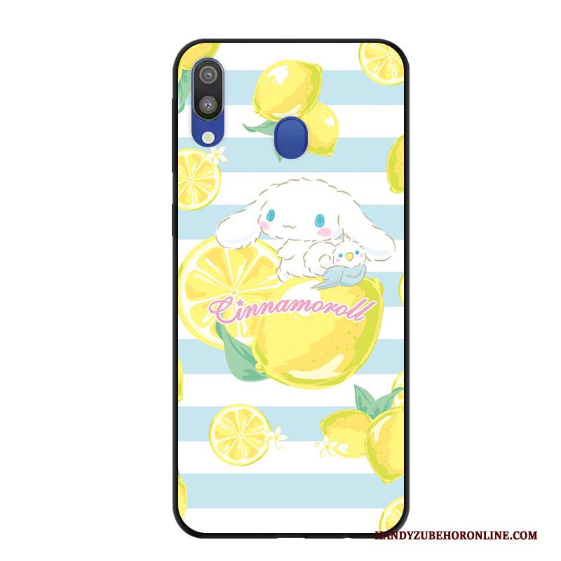 Hülle Samsung Galaxy M20 Karikatur Rosa Handyhüllen, Case Samsung Galaxy M20 Schutz Nubuck Anti-sturz