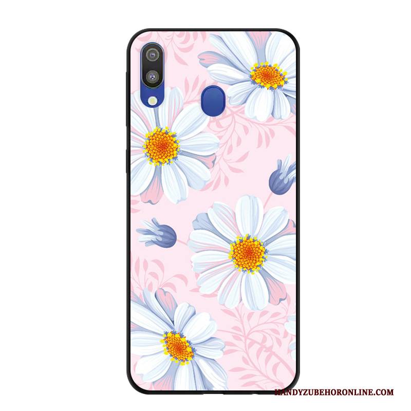 Hülle Samsung Galaxy M20 Karikatur Rosa Handyhüllen, Case Samsung Galaxy M20 Schutz Nubuck Anti-sturz