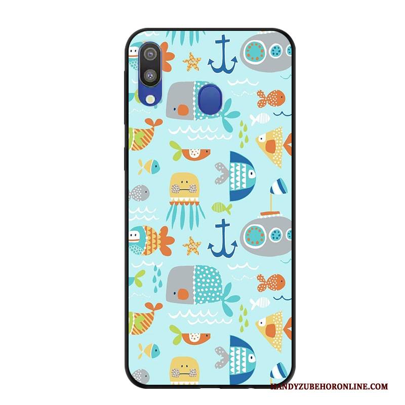 Hülle Samsung Galaxy M20 Karikatur Rosa Handyhüllen, Case Samsung Galaxy M20 Schutz Nubuck Anti-sturz