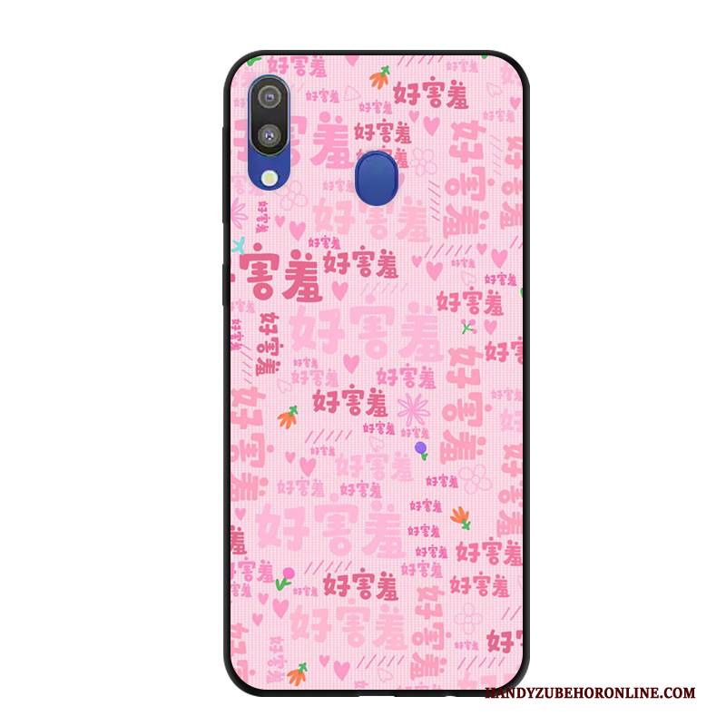 Hülle Samsung Galaxy M20 Karikatur Rosa Handyhüllen, Case Samsung Galaxy M20 Schutz Nubuck Anti-sturz