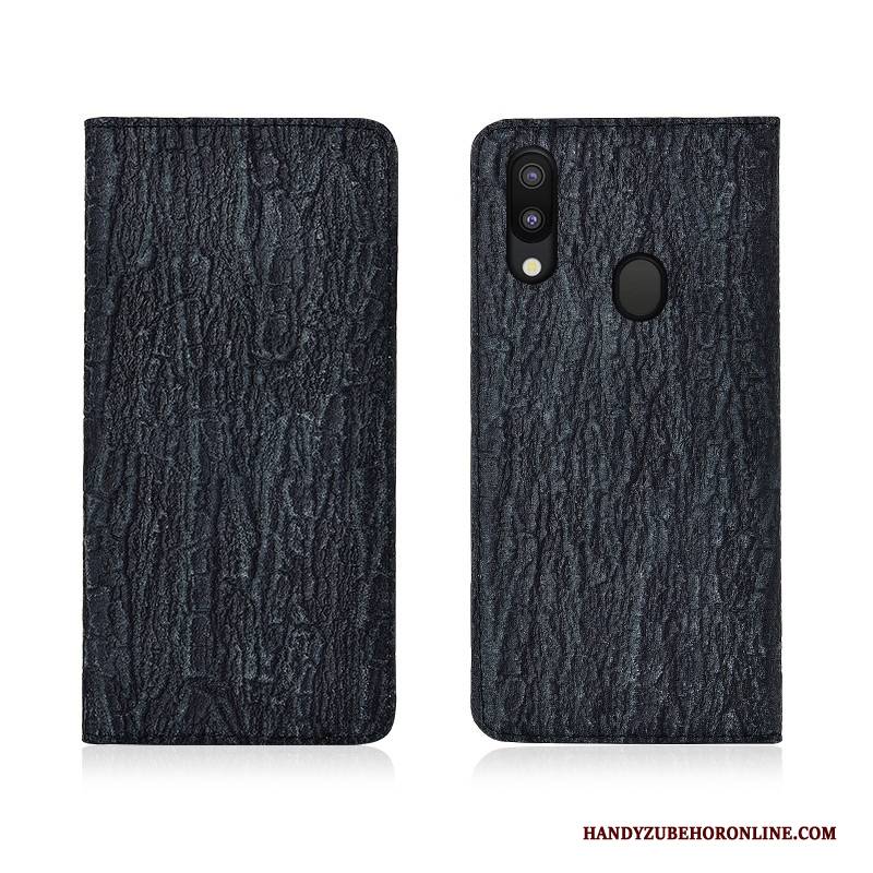 Hülle Samsung Galaxy M20 Leder Handyhüllen Anti-sturz, Case Samsung Galaxy M20 Lederhülle Bäume Nubuck