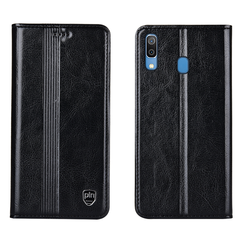 Hülle Samsung Galaxy M20 Lederhülle Anti-sturz Schwarz, Case Samsung Galaxy M20 Schutz Handyhüllen