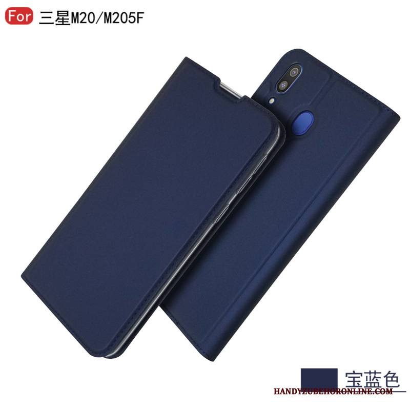 Hülle Samsung Galaxy M20 Lederhülle Business Temperieren, Case Samsung Galaxy M20 Taschen Magnetismus Membran