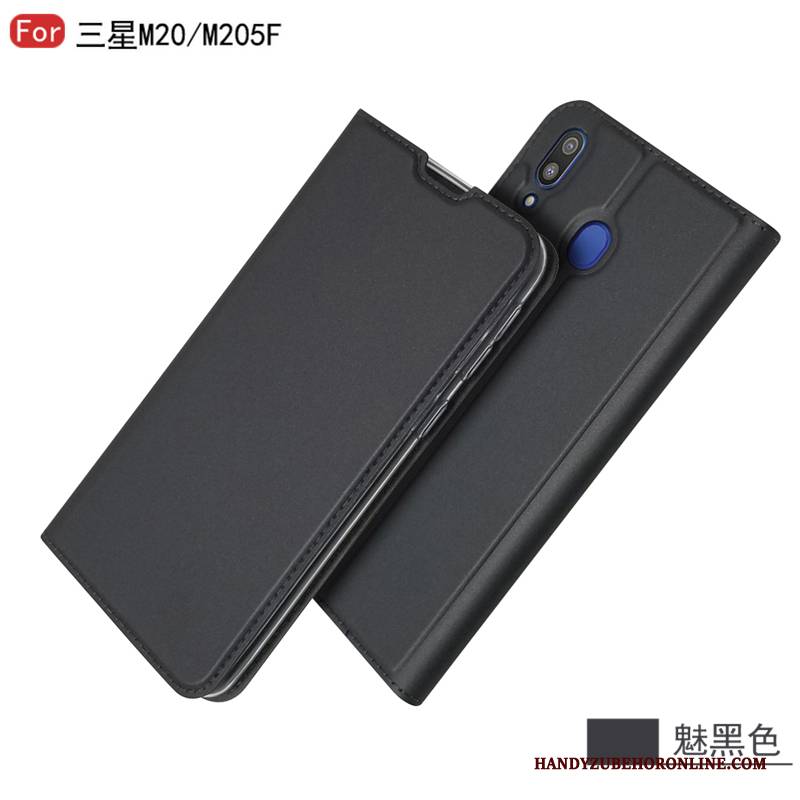 Hülle Samsung Galaxy M20 Lederhülle Business Temperieren, Case Samsung Galaxy M20 Taschen Magnetismus Membran