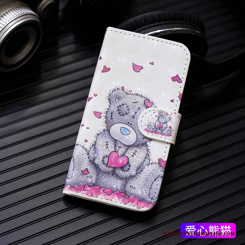 Hülle Samsung Galaxy M20 Lederhülle Handyhüllen Karte, Case Samsung Galaxy M20 Karikatur Weiß Anti-sturz