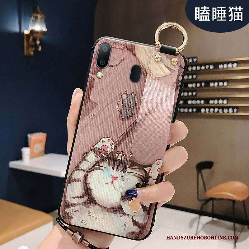 Hülle Samsung Galaxy M20 Silikon Hängende Verzierungen Handyhüllen, Case Samsung Galaxy M20 Karikatur Liebhaber Nette