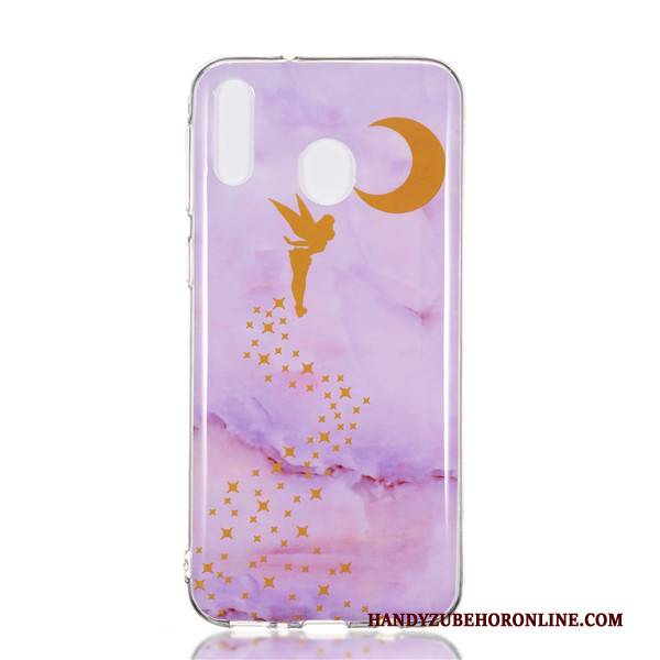 Hülle Samsung Galaxy M20 Silikon Lila Groß, Case Samsung Galaxy M20 Karikatur Handyhüllen